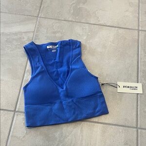 Active USA Women's Vibrant Blue V-Neck Crop Top
